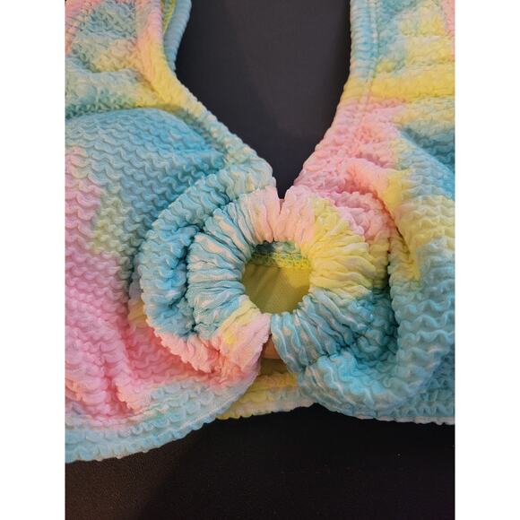 NWT No boundaries small 3-5 yellow blue bikini swim top - Picture 2 of 6